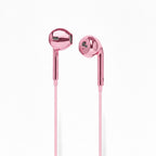 Chrome wired earbuds in use