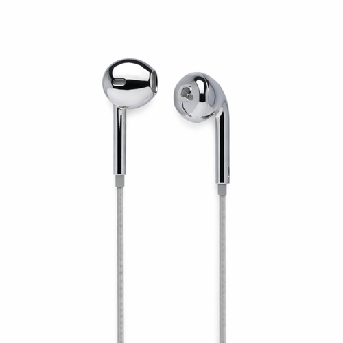 Silver chrome mirror wired earbuds